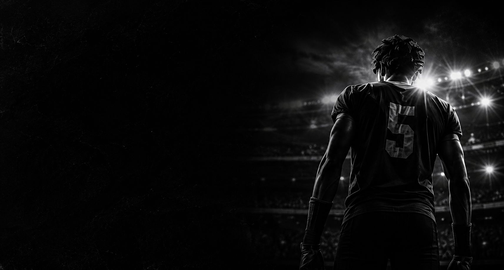 Confident athlete standing under stadium lights representing the Play Cocky movement focused on confidence, leadership, sportsmanship, character development, and competitive excellence in youth sports.